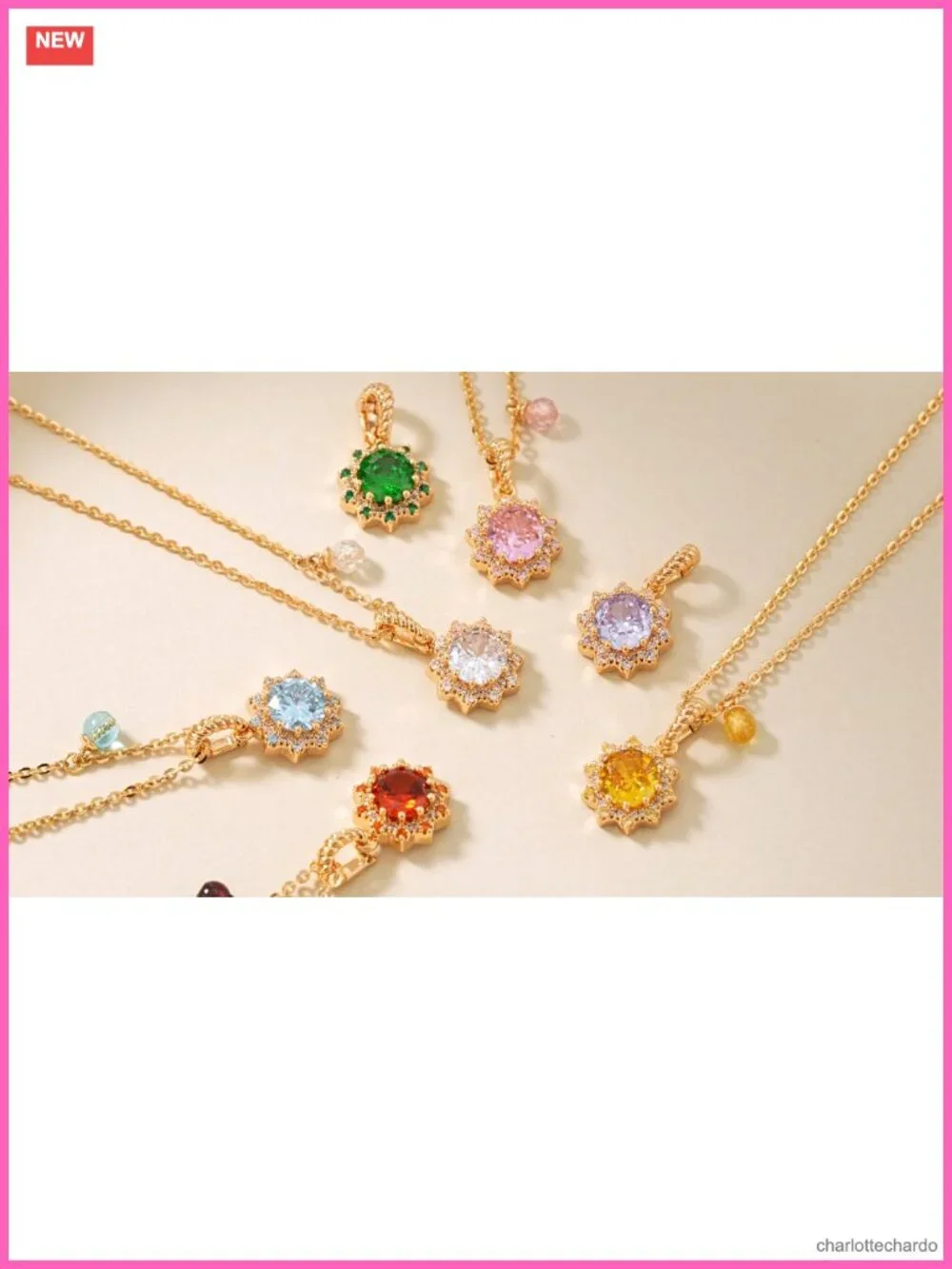 14K Gold Plated Cubic Zirconia Sun Pendant Necklace 17.7in Adjustable